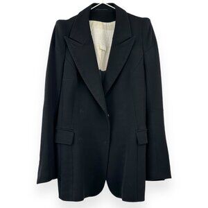RARE Margiela x H&M Black Pointed Shoulder Wool Blend Blazer Jacket sz 8
